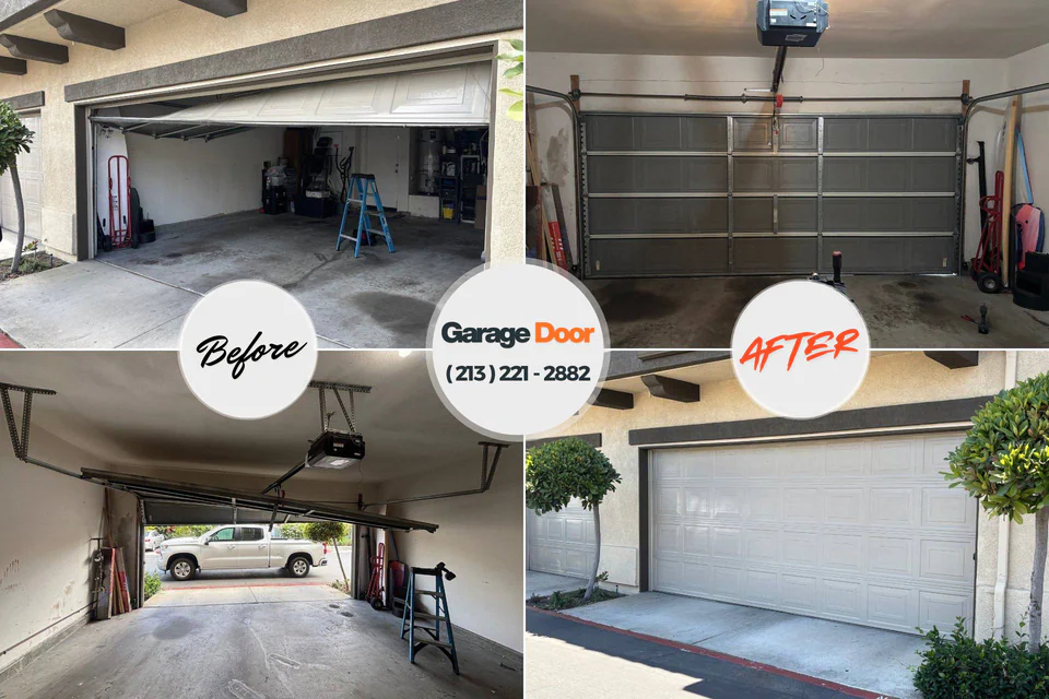 Before and after: garage door repair Montevallo, AL